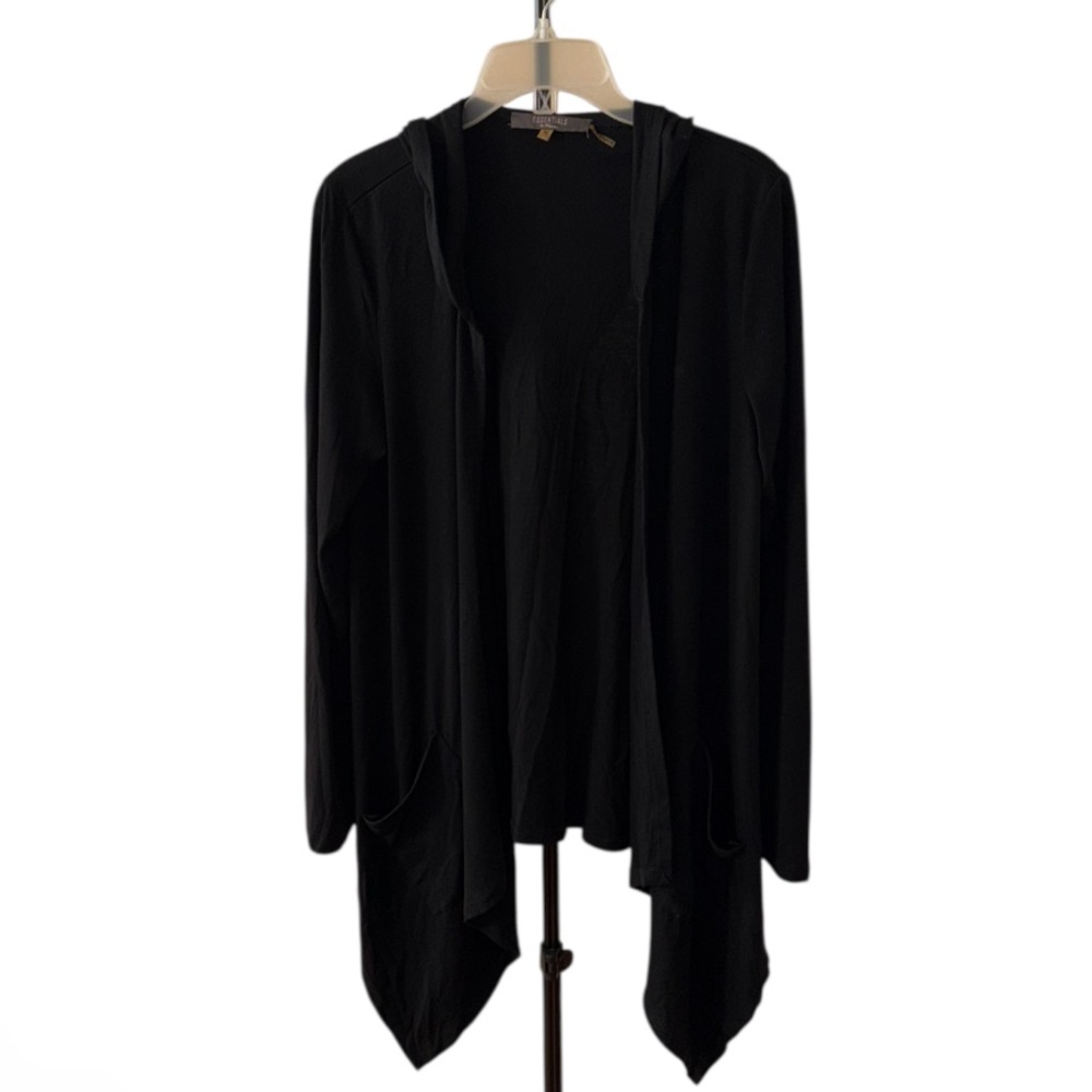 Essentials Black Hooded Cardigan